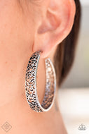 Garden for Two - Silver Hoop Floral Earrings Paparazzi