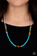 Groundbreaking Glamour - Blue Wooden Necklace Paparazzi