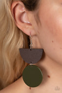 Beach Bistro - Green Wood Earrings Paparazzi