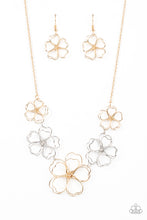 Load image into Gallery viewer, Time to GROW - Gold and Silver Flower Necklace Paparazzi
