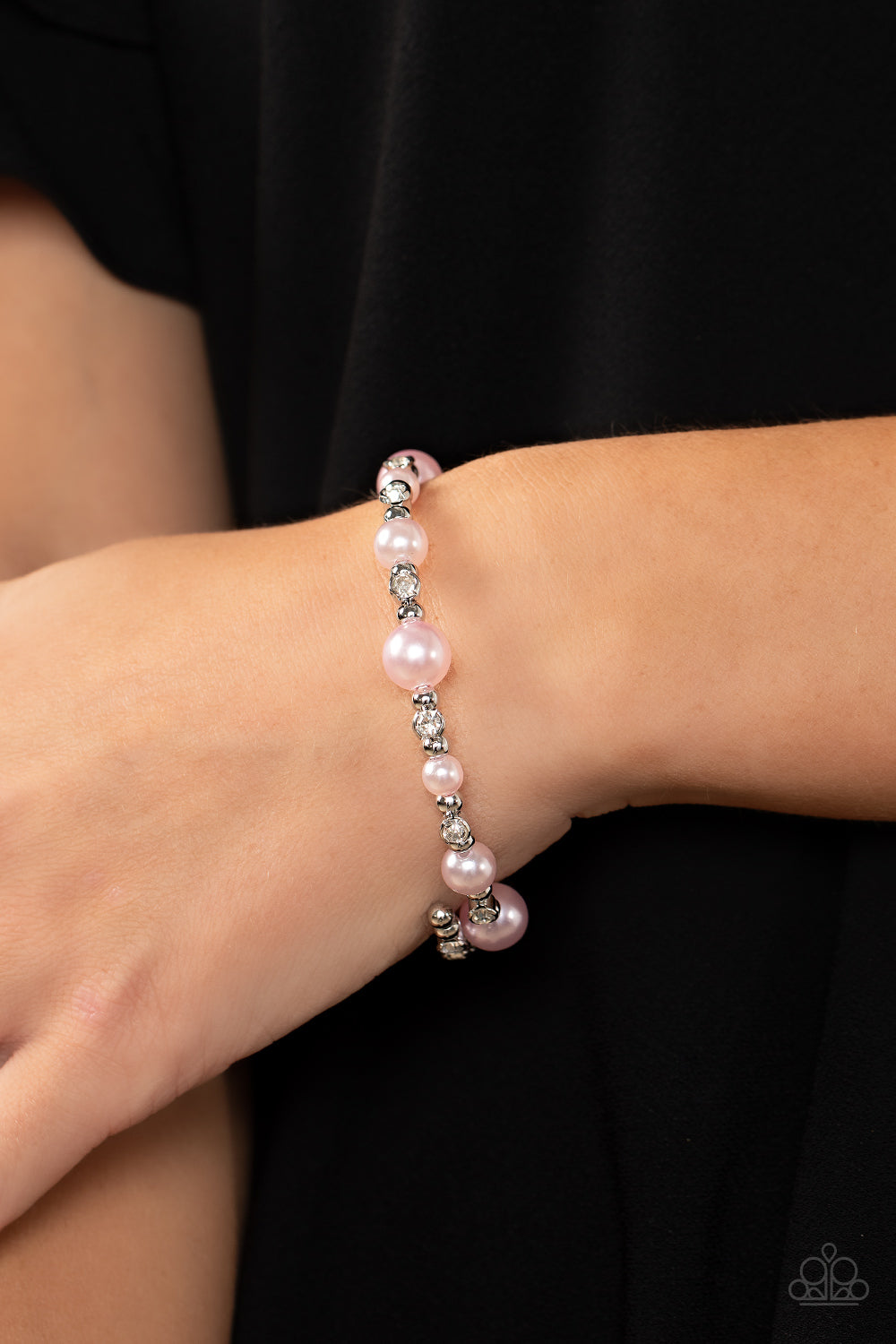 Chicly Celebrity - Pink Pearl Diamond Coil Bracelet Paparazzi