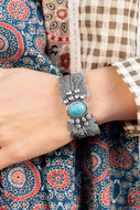 Desert Haven - Blue Crackle Cuff Bracelet Paparazzi