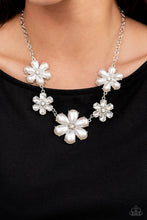 Load image into Gallery viewer, Fiercely Flowering White Necklace December 2021 Life of the Party Paparazzi
