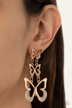 Load image into Gallery viewer, Flamboyant Flutter - Gold Butterfly Earrings Paparazzi
