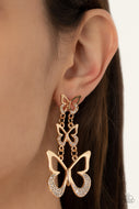 Flamboyant Flutter - Gold Butterfly Earrings Paparazzi