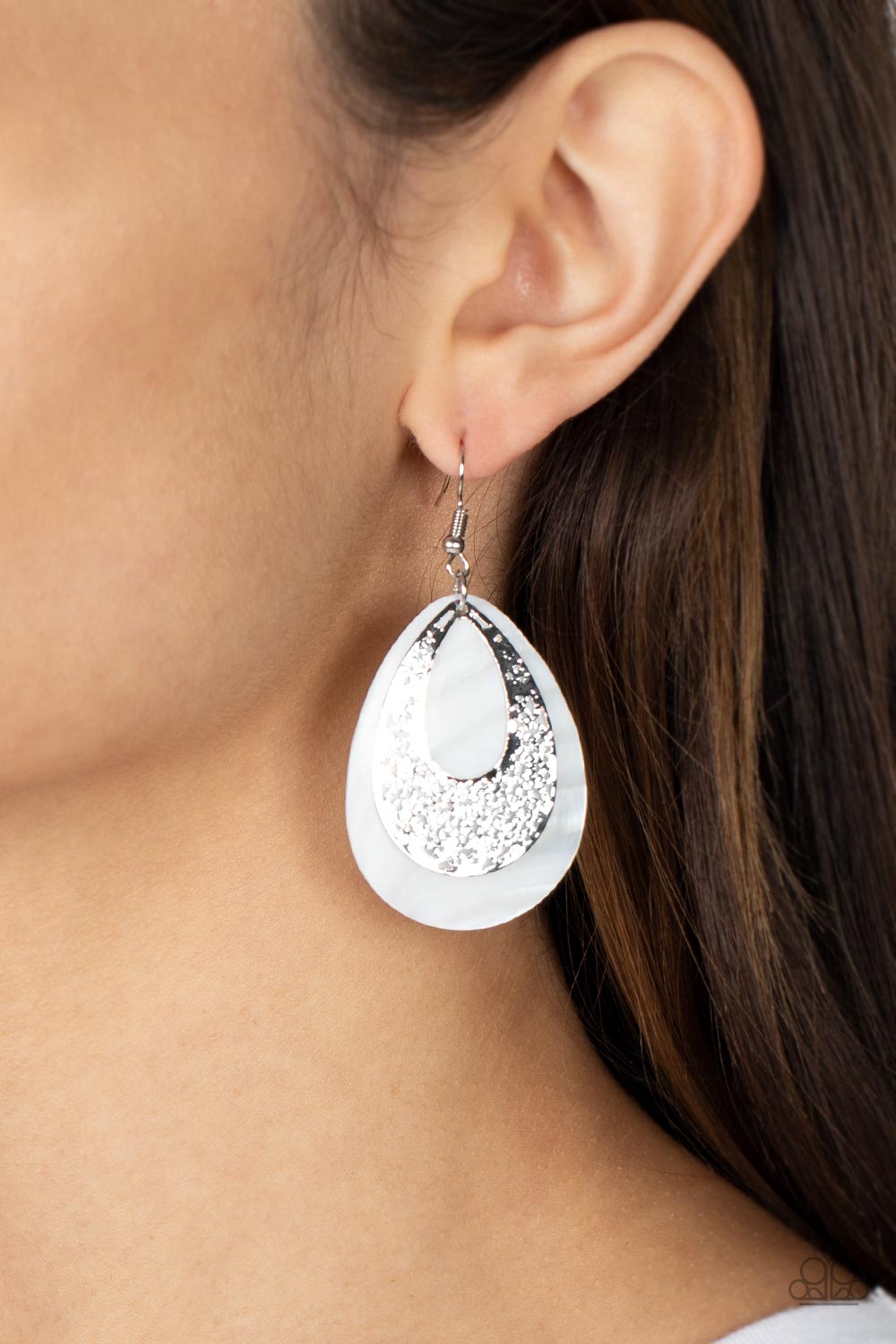 Bountiful Beaches - White Shell Earrings Paparazzi