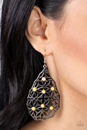 Delightfully Daisy - Yellow Teardrop Earrings Paparazzi