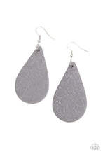 Load image into Gallery viewer, Subtropical Seasons - Silver Flower Leather Earrings Paparazzi
