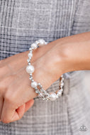 Chicly Celebrity - White Pearl Diamond Coil Bracelet Paparazzi