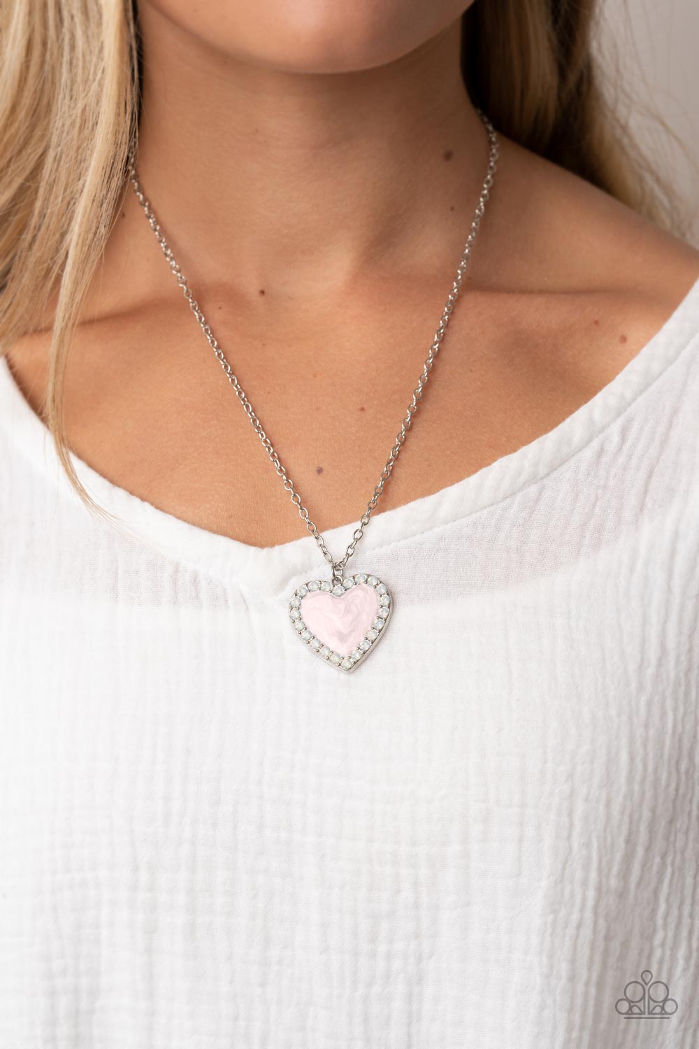 Heart Full of Luster - Pink Heart Necklace