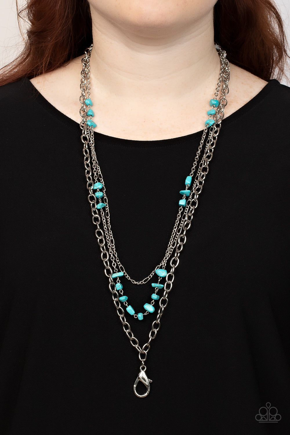 Artisanal Abundance - Blue Crackle Long Lanyard Necklace Paparazzi