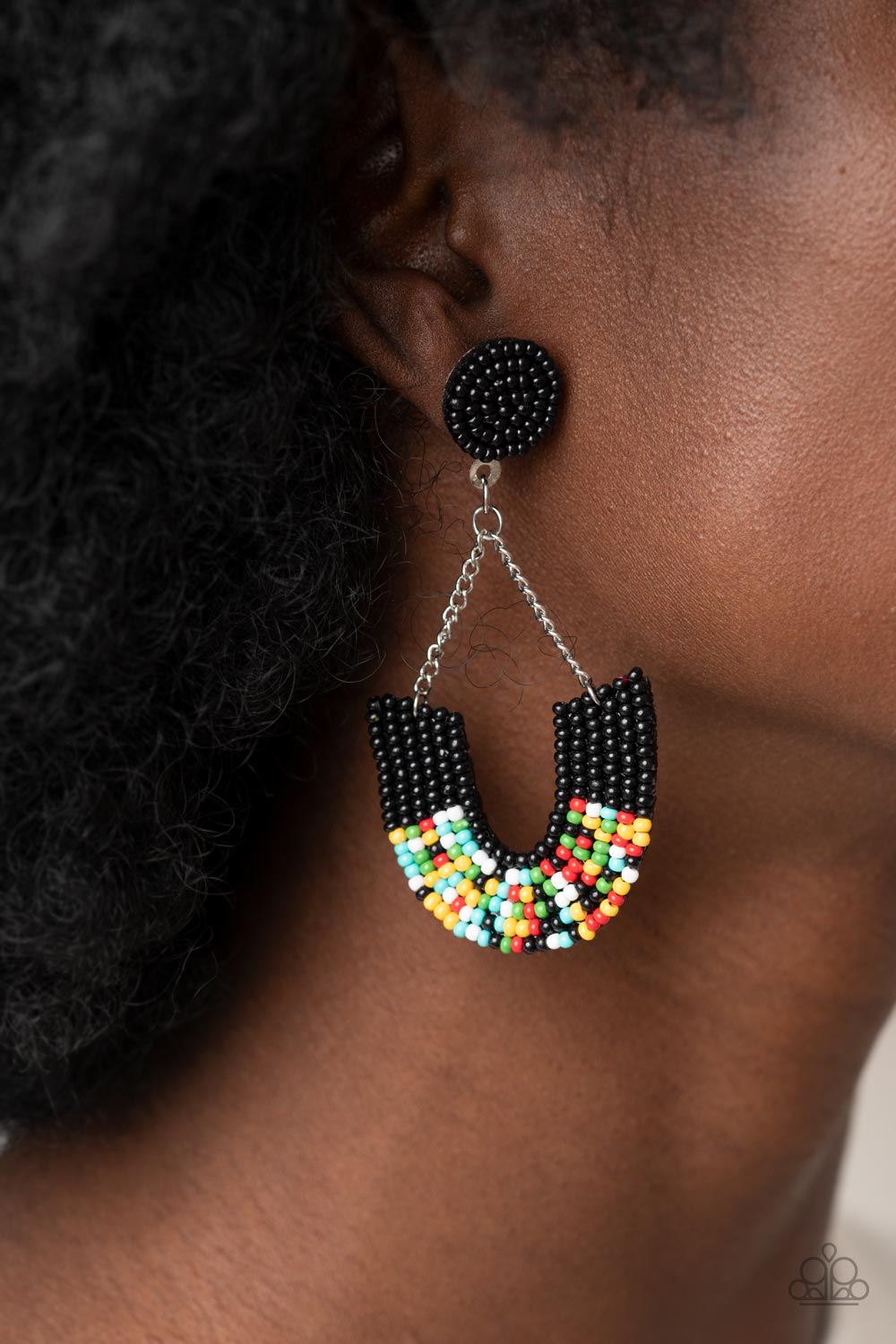 Make it RAINBOW - Black Seadbead Earrings Paparazzi