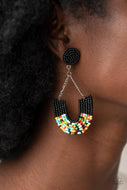Make it RAINBOW - Black Seadbead Earrings Paparazzi