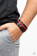 Punk Rocker Road - Red Leather Bracelet Paparazzi