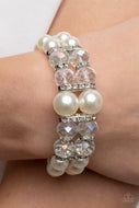 Timelessly Tea Party - White Iridescent Pearl Bracelet Paparazzi