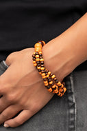 Oceania Oasis - Orange Wooden Bracelet Paparazzi