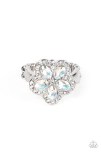 Load image into Gallery viewer, Efflorescent Envy - White Diamond Flower Ring Paparazzi
