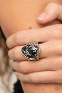 Earth Hearth - Black Marble Ring Paparazzi