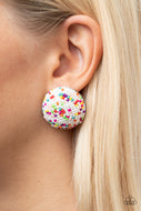 Kaleidoscope Sky - White Seedbead Multi-Color Stud Earrings Paparazzi