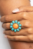 Mojave Marigold - Orange and Blue Crackle Ring Paparazzi