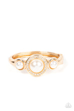 Load image into Gallery viewer, Debutante Daydream - Gold Hinge Pearl Bracelet Paparazzi
