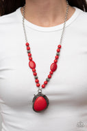 Southwest Paradise - Red Crackle Necklace Paparazzi