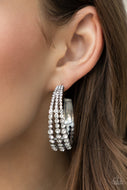 Cosmopolitan Cool - White Bling Hoop Earrings Empower Me Pink Paparazzi