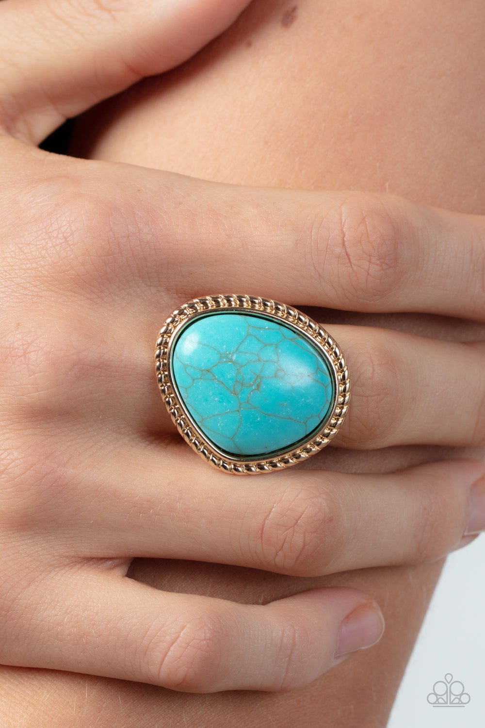 Take the High RODEO Blue Crackle Gold Ring Paparazzi