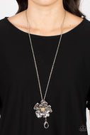 Homegrown Glamour - Silver Flower Lanyard Necklace Paparazzi