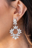 Leave them Speechless - White Diamond Life of the Party Earrings Paparazzi