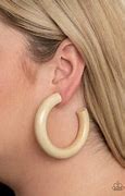 Load image into Gallery viewer, I WOOD Walk 500 Miles - White Wooden Hoop Earrings Paparazzi
