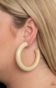 I WOOD Walk 500 Miles - White Wooden Hoop Earrings Paparazzi