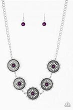 Load image into Gallery viewer, Me-dallions, Myself and I Purple Flower Necklace Paparazzi
