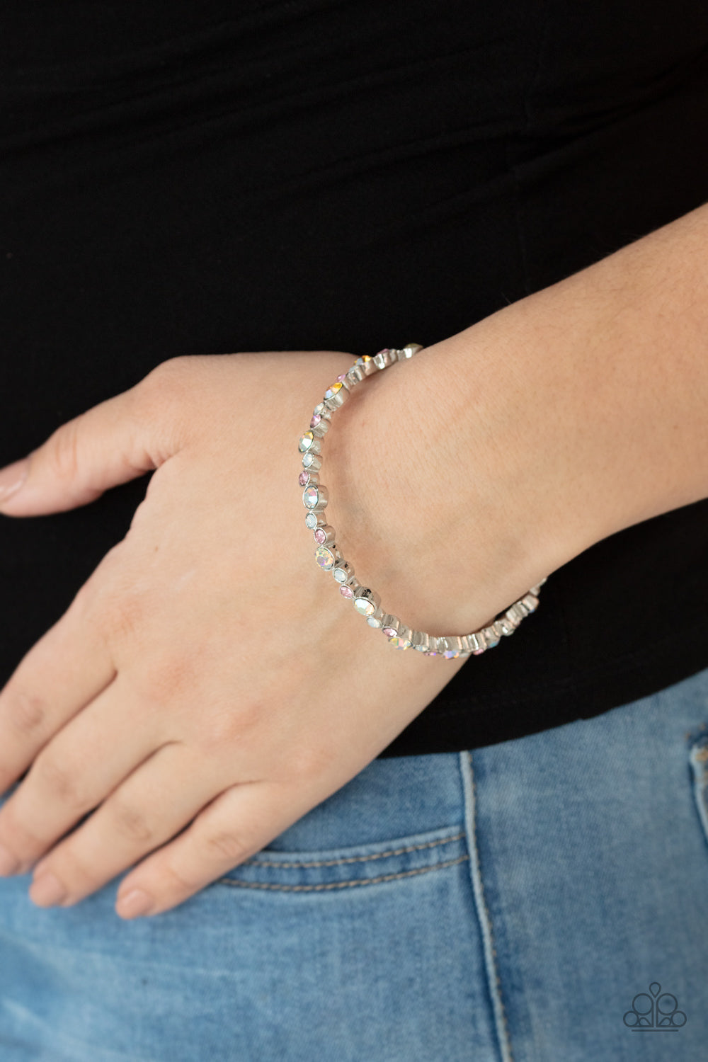 Twinkly Trendsetter - Multi-Color Iridescent Bangle Bracelet