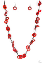 Load image into Gallery viewer, Waikiki Winds - Red Wooden Necklace Paparazzi
