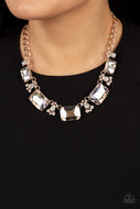 Flawlessly Famous - Multi-color Rose Gold Life of the Party Necklace Paparazzi