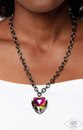 Flirtatiously Flashy Multi Heart Necklace Paparazzi