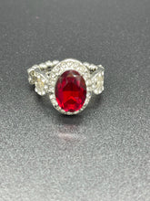 Load image into Gallery viewer, Red Ruby Rhinestone Oval &amp; Bling Ring Paparazzi
