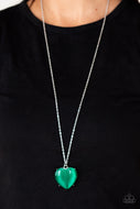 Warmhearted Glow - Green Heart Moonstone Necklace Paparazzi