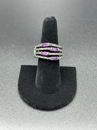 Gunmetal Pink Rhinestone Black Ring Paparazzi