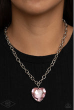 Load image into Gallery viewer, Flirtatiously Flashy Pink Heart Necklace Paparazzi
