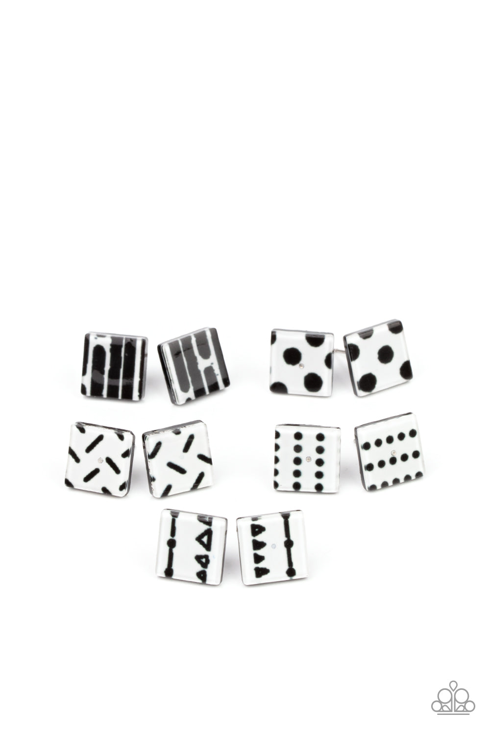 Starlet Shimmer - Kid jewelry - Black & White Shaped Post Earrings - 5 Pack