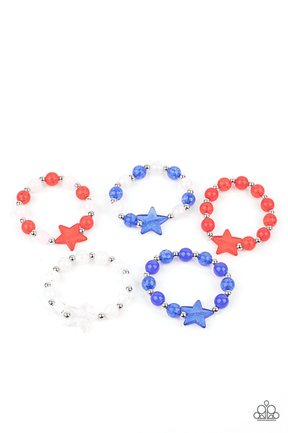 Starlet Shimmer - 5 pack of Red White & Blue Stretchy Star Bracelets